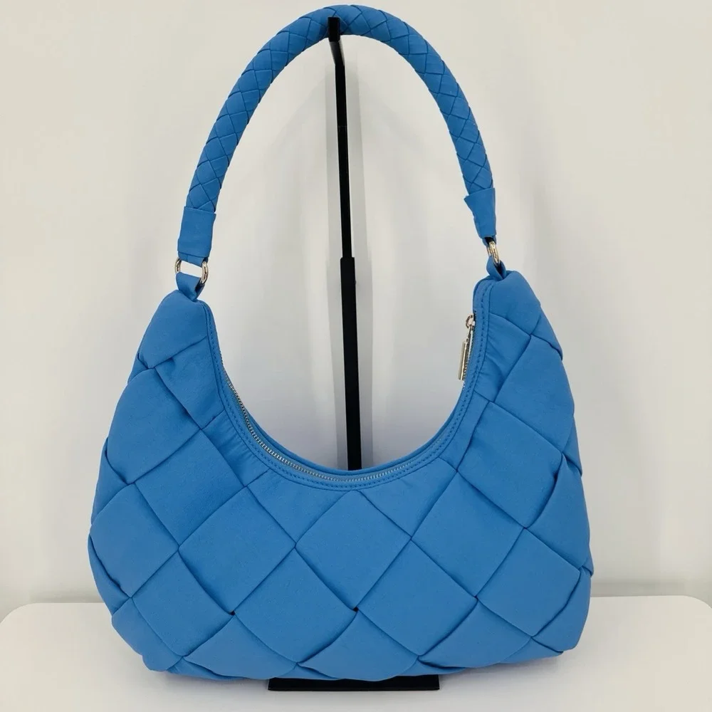 Jason Wu Women Nylon Woven Hobo Shoulder Bag Vista‎ Blue Summer Half Moon